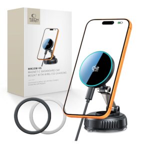 Tech-Protect mm25W-V8 QI2.2 Magnetic MagSafe WINDSHIELD & DASHBOARD automobilinis telefono laikiklis belaidis įkroviklis 25W juodos spalvos