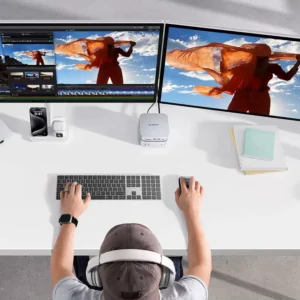 Orico MiniLink 9-in-1 Docking Station with Hard Drive Bay - sidabro spalvos - Image 5