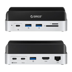 Orico MiniDock 10-in-1 Docking Station with SSD Hard Drive Bay - sidabro spalvos - Image 2