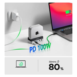 Orico MiniDock 10-in-1 Docking Station with SSD Hard Drive Bay - sidabro spalvos - Image 5