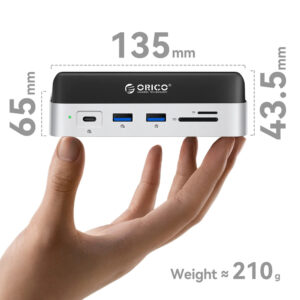Orico MiniDock 10-in-1 Docking Station with SSD Hard Drive Bay - sidabro spalvos - Image 6