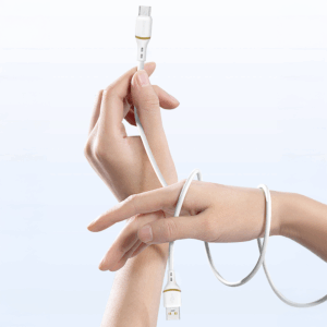 Dudao L25L USB-A - Lightning kabelis 1m 30W su Soft Silicone Braid - baltos spalvos - Image 2