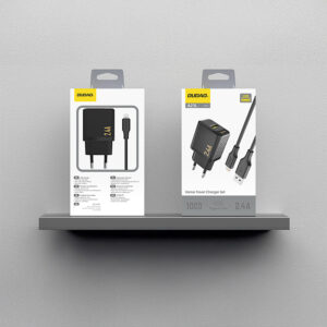 Dudao A23LEU 2.4A GaN EU USB-A laidinis įkroviklis su USB-A į Lightning kabeliu - juodos spalvos - Image 3