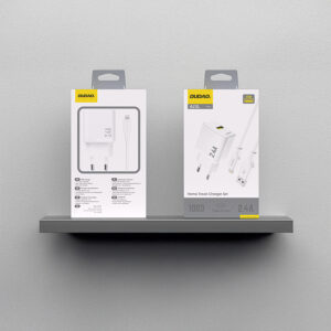 Dudao A23LEU 2.4A GaN EU USB-A laidinis įkroviklis su USB-A į Lightning kabeliu - baltos spalvos - Image 3