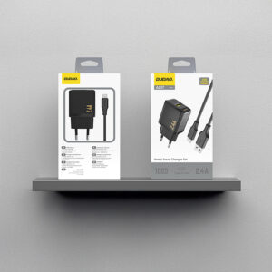 Dudao A23TEU 2.4A GaN USB-A laidinis įkroviklis su USB-A - USB-C kabeliu - juodos spalvos - Image 3