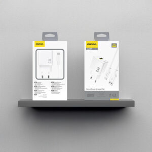 Dudao A23TEU 2.4A GaN USB-A laidinis įkroviklis su USB-A - USB-C kabeliu - baltos spalvos - Image 3