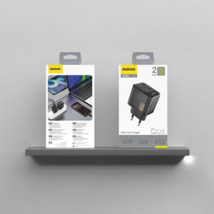 Dudao A28PEU PD 45W GaN 2xUSB laidinis įkroviklis - juodos spalvos - Image 4