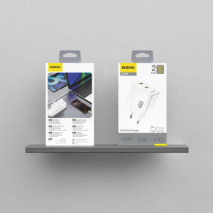 Dudao A28PEU PD 45W GaN 2xUSB laidinis įkroviklis - baltos spalvos - Image 3