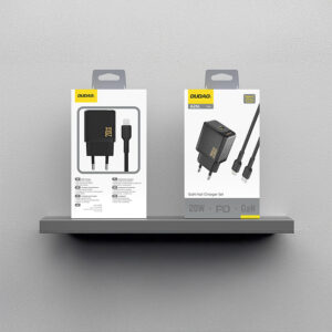 Dudao A26LEU PD 20W GaN USB-C laidinis įkroviklis su USB-C į Lightning kabeliu - juodos spalvos - Image 2