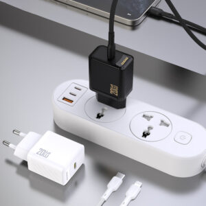 Dudao A26LEU PD 20W GaN USB-C laidinis įkroviklis su USB-C į Lightning kabeliu - juodos spalvos - Image 6