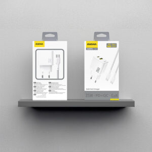 Dudao A26TCEU PD QC 25W GaN USB-A USB-C laidinis įkroviklis su USB-C kabeliu - baltos spalvos - Image 5