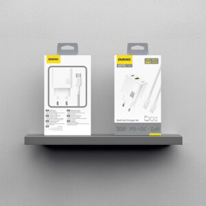 Dudao A27TCEU PD 30W GaN USB-A USB-C laidinis įkroviklis su USB-C kabeliu - baltos spalvos - Image 3