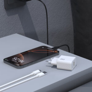 Dudao A27STEU 25W GaN USB-A laidinis įkroviklis su USB-A - USB-C kabeliu - juodos spalvos - Image 3