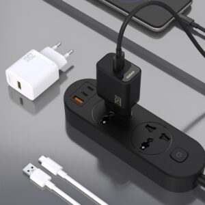 Dudao A27STEU 25W GaN USB-A laidinis įkroviklis su USB-A - USB-C kabeliu - juodos spalvos - Image 5