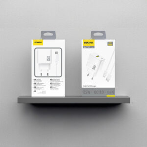 Dudao A27STEU 25W GaN USB-A laidinis įkroviklis su USB-A - USB-C kabeliu - baltos spalvos - Image 4