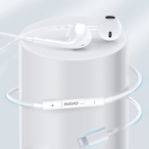 Dudao X14+ laidinės į ausis įkišamos ausinės su Lightning jungtimi 1.2m - baltos spalvos - Image 4