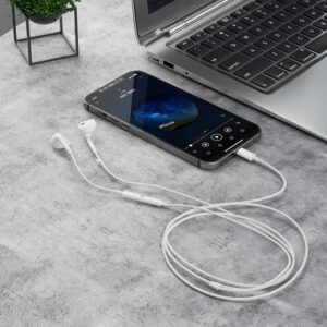 Dudao X14+ laidinės į ausis įkišamos ausinės su Lightning jungtimi 1.2m - baltos spalvos - Image 6