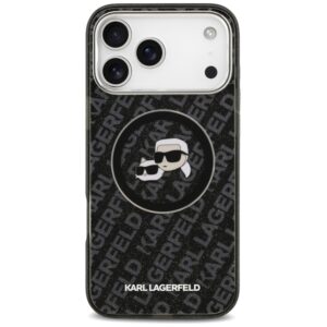 Karl Lagerfeld IML Glitter Karl & Choupette Heads Logo MagSafe - dėklas skirtas Apple iPhone 17 Pro Max black - Image 3