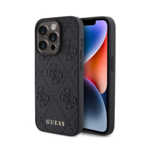 Guess Leather 4G Stamped - dėklas skirtas Apple iPhone 15 Pro Black - Image 1