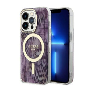Guess Leopard MagSafe - dėklas skirtas Apple iPhone 14 Pro Max Pink - Image 1