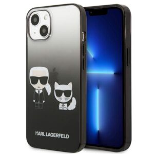 Karl Lagerfeld Gradient Ikonik Karl & Choupette - dėklas skirtas Apple iPhone 13 mini Black - Image 1