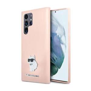 Karl Lagerfeld Silicone Choupette Metal Pin - Case Samsung Galaxy S24 Ultra różowy - Image 1