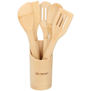 Alpina - Bamboo kitchen utensil set 5 pcs. with container (Graphite) - Image 3