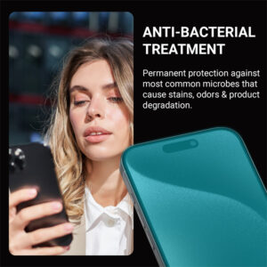 Crong Anti-Bacterial 3D Armour Glass - 9H full screen apsauginis stiklas skirtas Apple iPhone 15 Pro + installation frame - Image 5