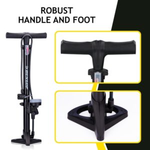 Dunlop - Floor pump for bikes, balls, mattresses with pressure gauge (Black) - Image 5