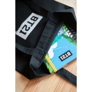 BT21 - Fabric shopping bag 28x40 cm (Black) - Image 5