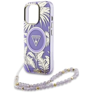Guess Palm Trees Triangle Pearl Strap MagSafe - dėklas skirtas Apple iPhone 16 Pro Max purple - Image 5
