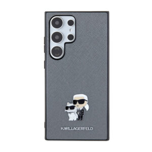 Karl Lagerfeld Saffiano Karl & Choupette Metal Pin - dėklas skirtas Samsung Galaxy S24 Ultra grey - Image 3