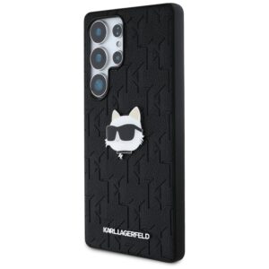 Karl Lagerfeld Leather Monogram Pin Logo Choupette Head - dėklas skirtas Samsung Galaxy S25 Ultra Black - Image 2