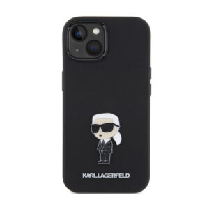 Karl Lagerfeld Silicone Ikonik Metal Pin - Apple iPhone 15 Plus Case Black - Image 3
