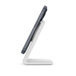 Crong MagSpot Stand - 2-in-1 belaidis įkroviklis su MagSafe for Apple iPhone and AirPods Snow baltos spalvos - Image 5