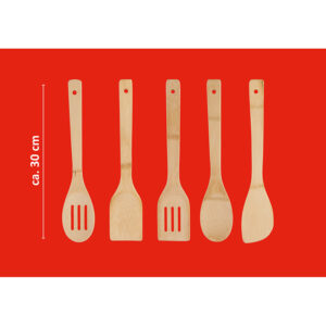 Alpina - Bamboo kitchen utensil set 5 pcs. with container (Marine) - Image 2