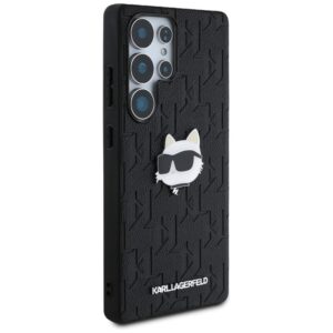 Karl Lagerfeld Leather Monogram Pin Logo Choupette Head - dėklas skirtas Samsung Galaxy S25 Ultra Black - Image 4