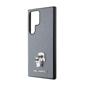 Karl Lagerfeld Saffiano Karl & Choupette Metal Pin - dėklas skirtas Samsung Galaxy S24 Ultra grey - Image 6