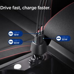 Spigen Essential EV1133 3-Port automobilinis įkroviklis 113W juodos spalvos - Image 3