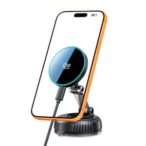 Tech-Protect mm25W-V8 QI2.2 Magnetic MagSafe WINDSHIELD & DASHBOARD automobilinis telefono laikiklis belaidis įkroviklis 25W juodos spalvos - Image 2