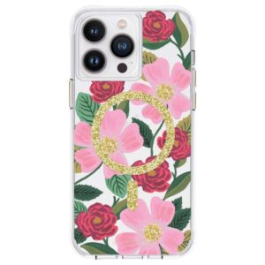 Rifle Paper Clear MagSafe - dėklas decorated in gold skirtas Apple iPhone 14 Pro Max Rose Garden - Image 1