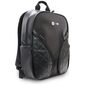BMW Carbon Pockets & Metal Logo - 16" Notebook Backpack Black - Image 3