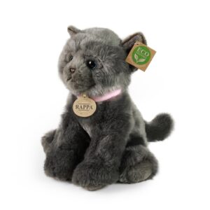 Rappa - Plush realistic toy Gray Cat sitting 25 cm Eco-Friendly - Image 2