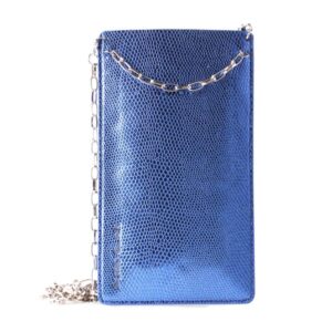 PURO GLAM Chain - Universal dėklas skirtas smartphones with 2 card slots w / gold chain XL blue - Image 1
