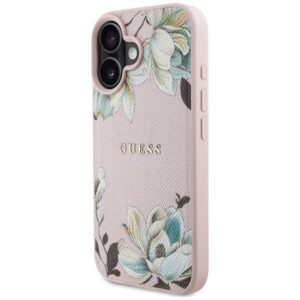 Guess Grained Printed Flower Pattern MagSafe - dėklas skirtas Apple iPhone 16 pink - Image 2