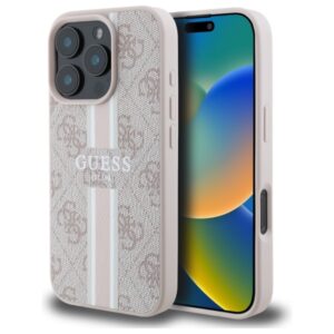 Guess 4G Printed Stripes MagSafe - dėklas skirtas Apple iPhone 16 Pro Max pink - Image 1