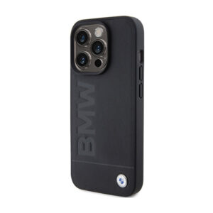 BMW Leather Hot Stamp - dėklas skirtas Apple iPhone 15 Pro black - Image 2
