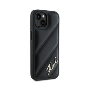Karl Lagerfeld Diagonal Quilted Script - dėklas skirtas Apple iPhone 13 Black - Image 4