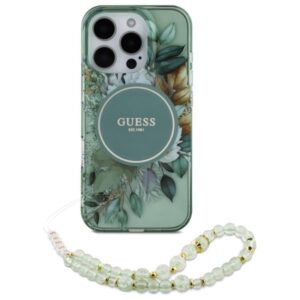 Guess IML Flowers With Pearl Strap MagSafe - dėklas skirtas Apple iPhone 16 Pro Green - Image 2
