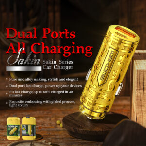 WEKOME WP-C37 Sakin Series - USB-C & USB-A Fast Charging PD 20W automobilinis įkroviklis aukso spalvos - Image 2